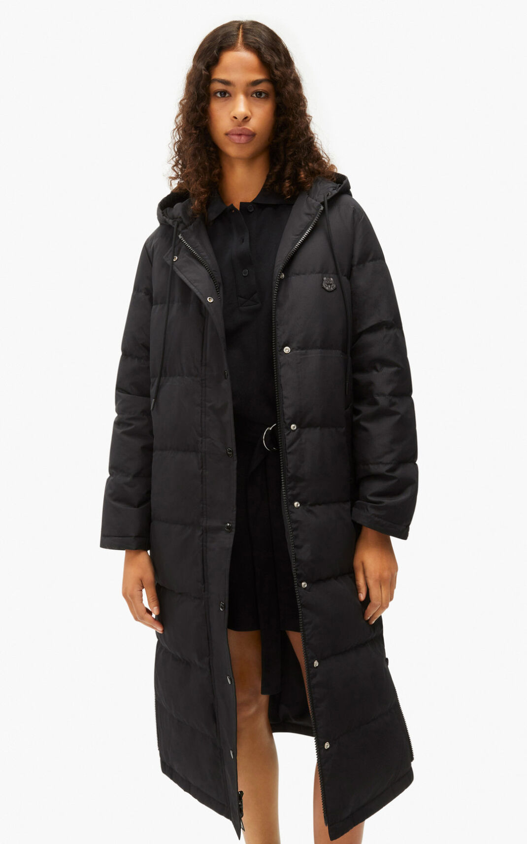 Kenzo Long and reversible Down Jacket Black For Womens 5647SRCPN